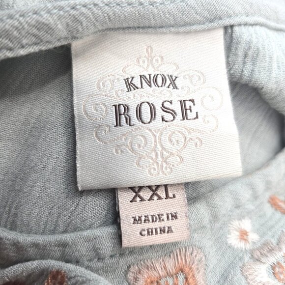 Knox Rose Sage Green Boho Embroidered Sleeveless Flowy Top - Picture 6 of 7